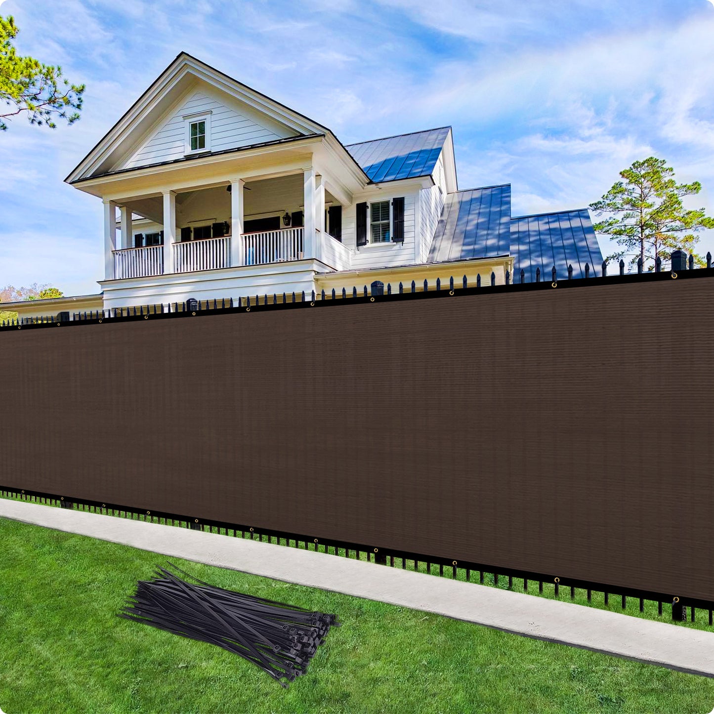 Custom Size Privacy Fence Screen 90% Blockage Fence Cover Windscreen Heavy Duty 170 GSM for Patio,Yard Backyard, Balcony, Pool Deck and Outdoor Spaces Brown (We Make Custom Size)