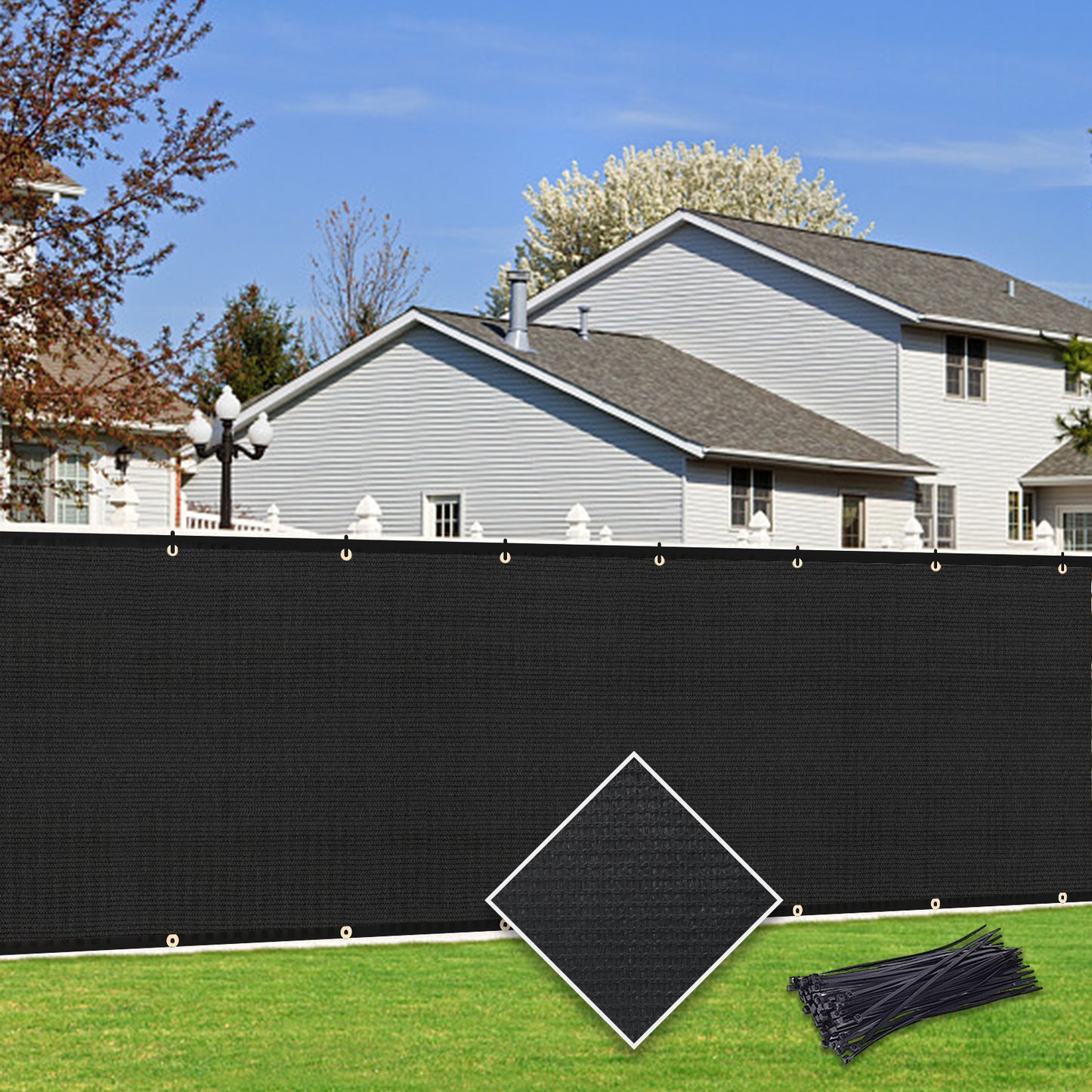 Custom Size Privacy Fence Screen 90% Blockage Fence Cover Windscreen Heavy Duty 170 GSM for Patio,Yard Backyard, Balcony, Pool Deck and Outdoor Spaces Black (We Make Custom Size)