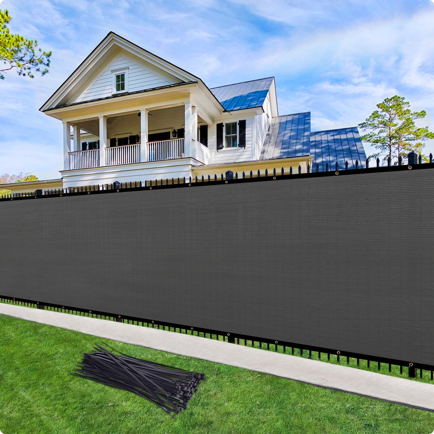 Custom Size Privacy Fence Screen 90% Blockage Fence Cover Windscreen Heavy Duty 170 GSM for Patio,Yard Backyard, Balcony, Pool Deck and Outdoor Spaces Dark Gray (We Make Custom Size)