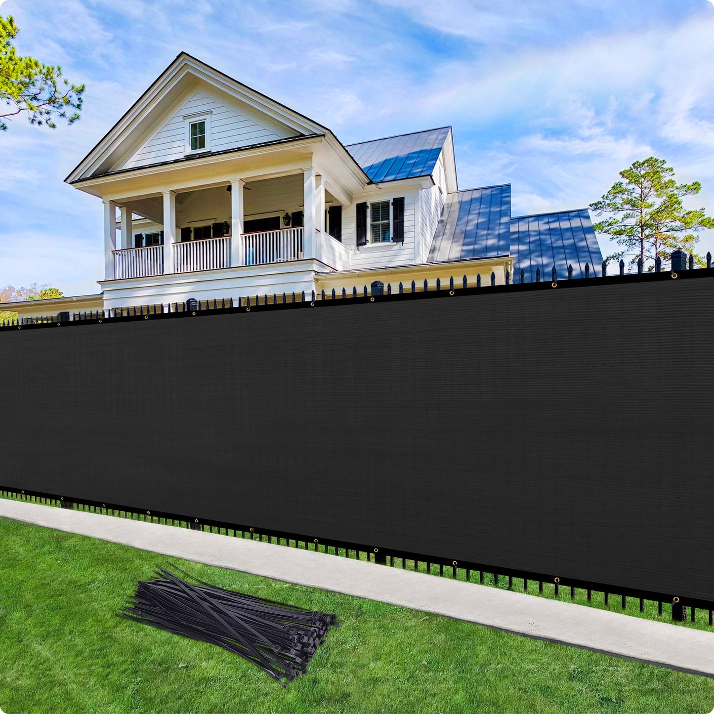 Custom Size Privacy Fence Screen 90% Blockage Fence Cover Windscreen Heavy Duty 170 GSM for Patio,Yard Backyard, Balcony, Pool Deck and Outdoor Spaces Black (We Make Custom Size)