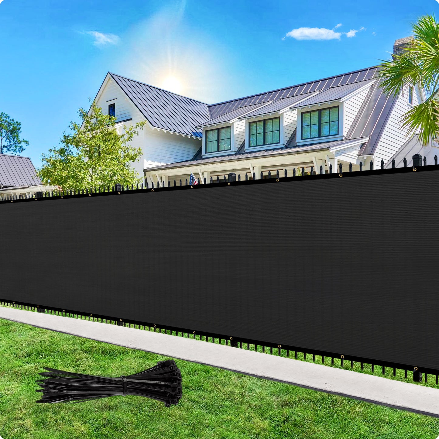 Custom Size Privacy Fence Screen 90% Blockage Fence Cover Windscreen Heavy Duty 170 GSM for Patio,Yard Backyard, Balcony, Pool Deck and Outdoor Spaces Black (We Make Custom Size)