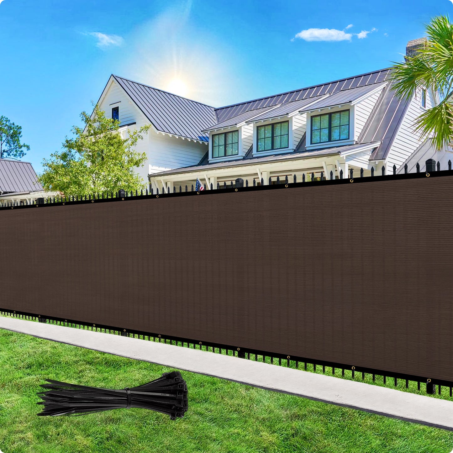 Custom Size Privacy Fence Screen 90% Blockage Fence Cover Windscreen Heavy Duty 170 GSM for Patio,Yard Backyard, Balcony, Pool Deck and Outdoor Spaces Brown (We Make Custom Size)