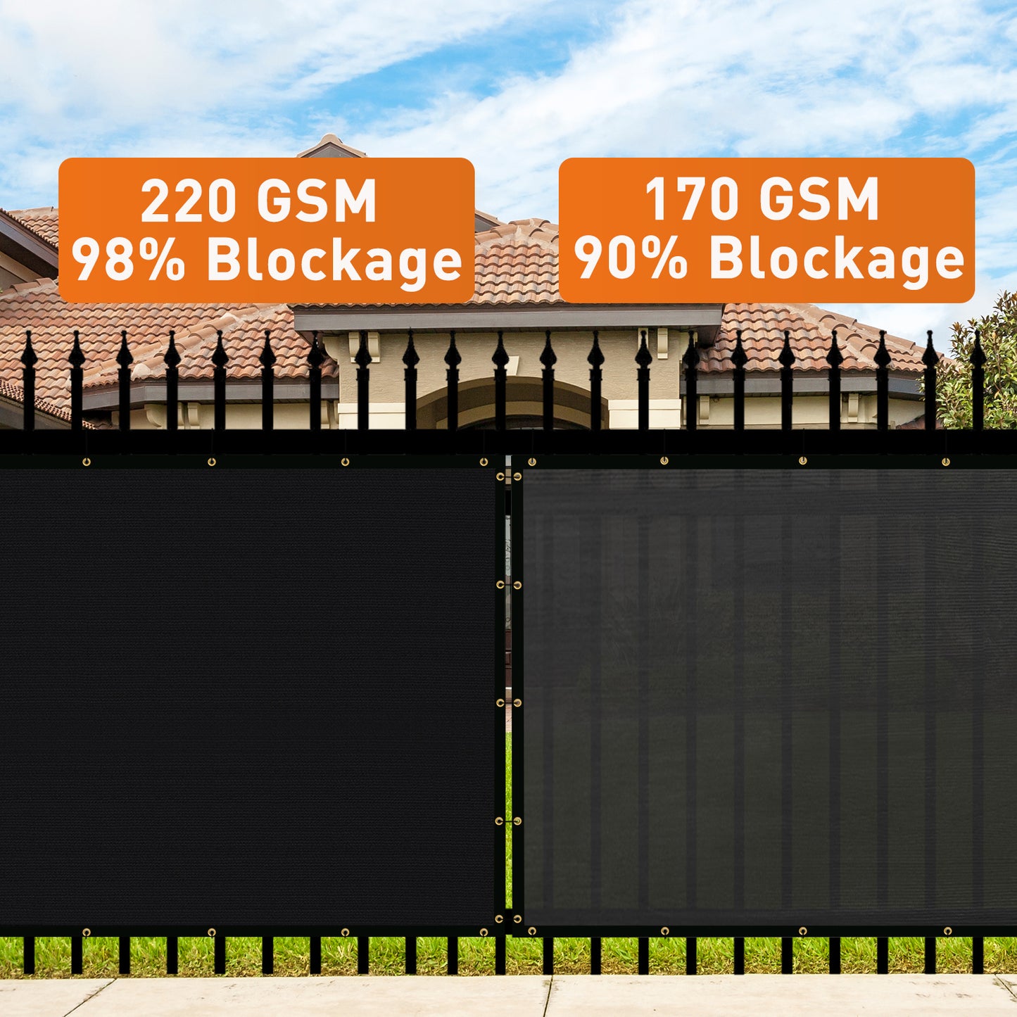 Privacy Screen Fence Black Heavy Duty 220 GSM Windscreen & Dustproof Fence 98% Visibility blockingIdeal for Fencing Patios, Lawns, and Creating Intimate Outdoor Spaces