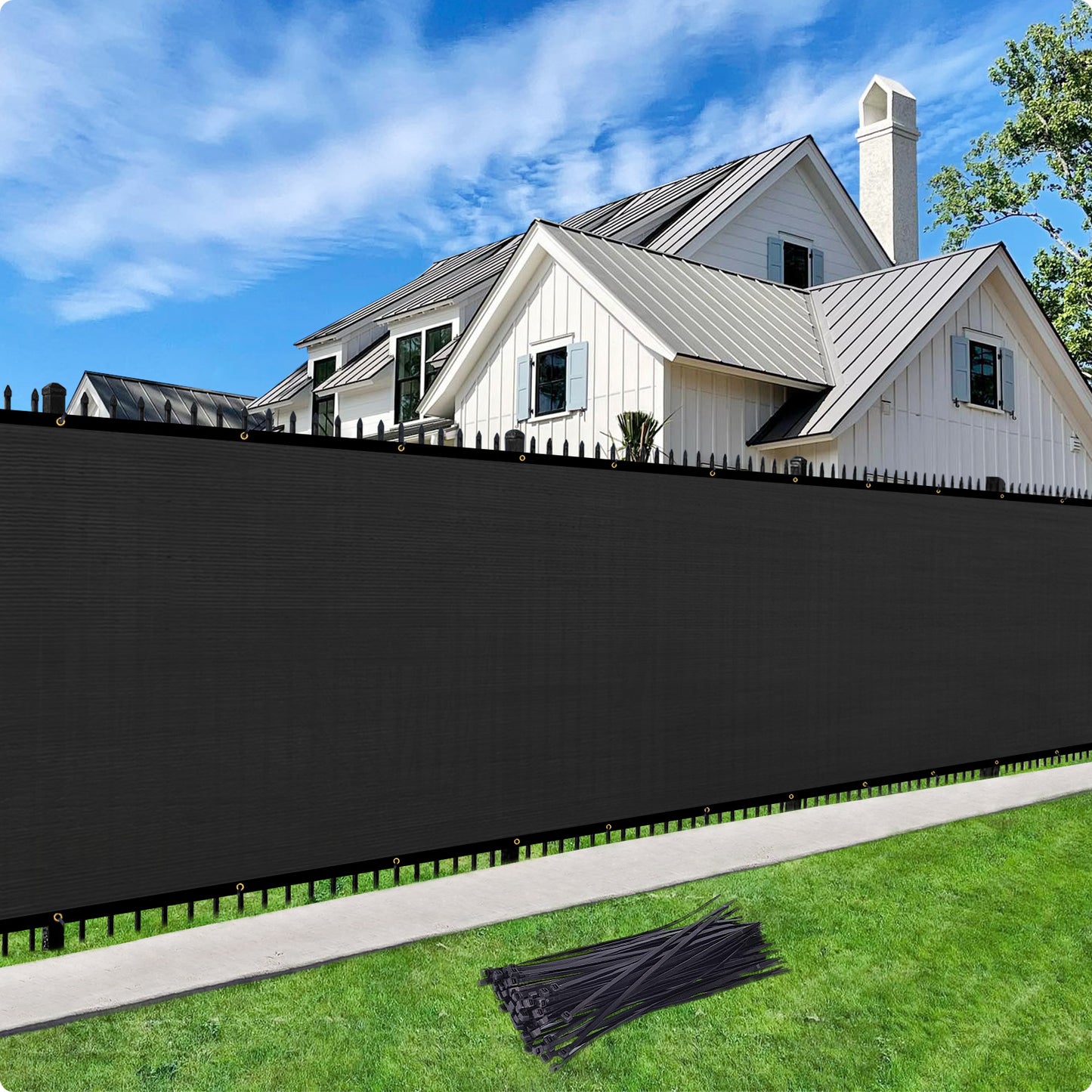 Custom Size Privacy Fence Screen 90% Blockage Fence Cover Windscreen Heavy Duty 170 GSM for Patio,Yard Backyard, Balcony, Pool Deck and Outdoor Spaces Black (We Make Custom Size)