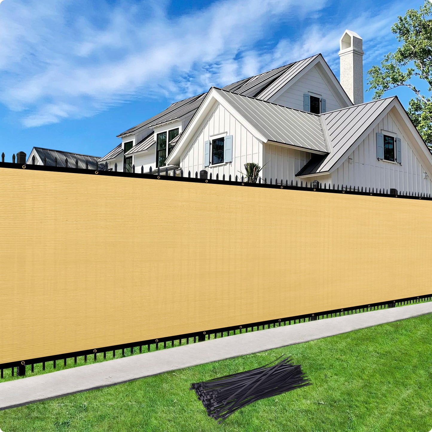 Custom Size Privacy Fence Screen 90% Blockage Fence Cover Windscreen Heavy Duty 170 GSM for Patio,Yard Backyard, Balcony, Pool Deck and Outdoor Spaces Sand (We Make Custom Size)