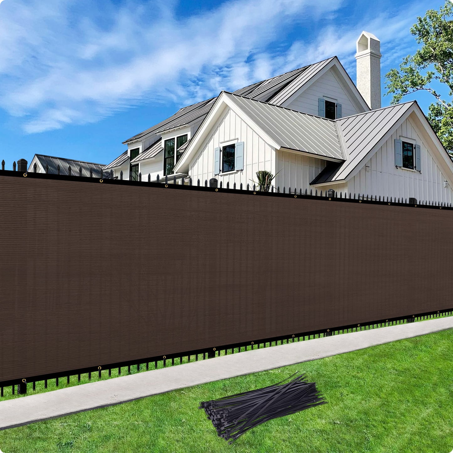 Custom Size Privacy Fence Screen 90% Blockage Fence Cover Windscreen Heavy Duty 170 GSM for Patio,Yard Backyard, Balcony, Pool Deck and Outdoor Spaces Brown (We Make Custom Size)