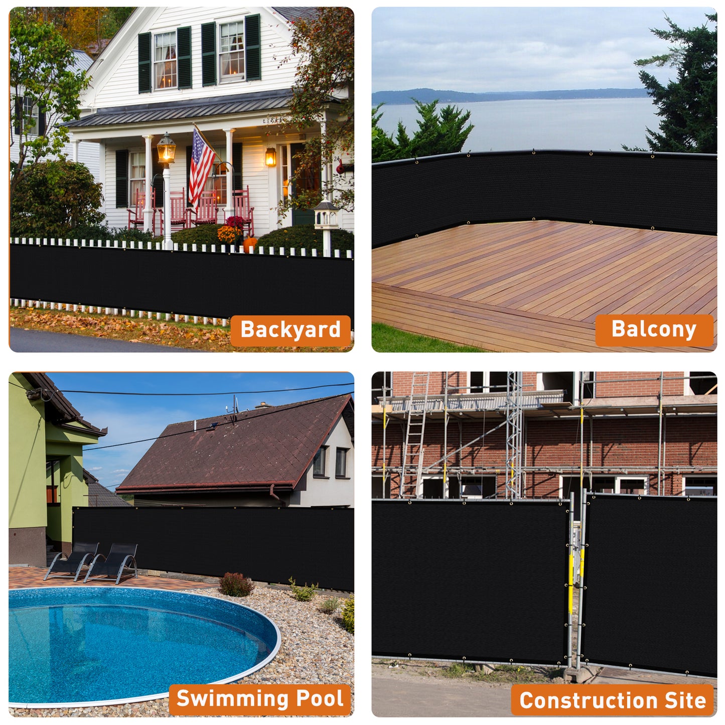 Privacy Screen Fence Black Heavy Duty 220 GSM Windscreen & Dustproof Fence 98% Visibility blockingIdeal for Fencing Patios, Lawns, and Creating Intimate Outdoor Spaces