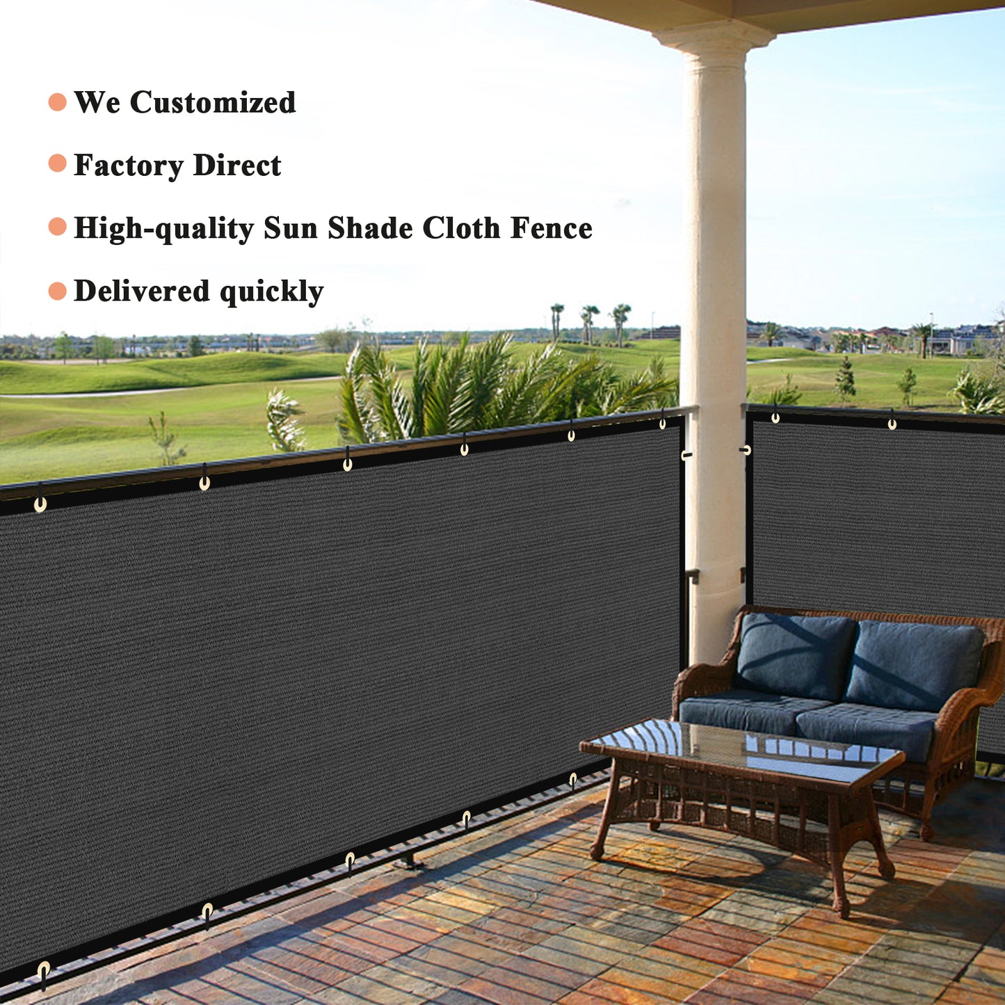 Custom Size Privacy Fence Screen 90% Blockage Fence Cover Windscreen Heavy Duty 170 GSM for Patio,Yard Backyard, Balcony, Pool Deck and Outdoor Spaces Dark Gray (We Make Custom Size)