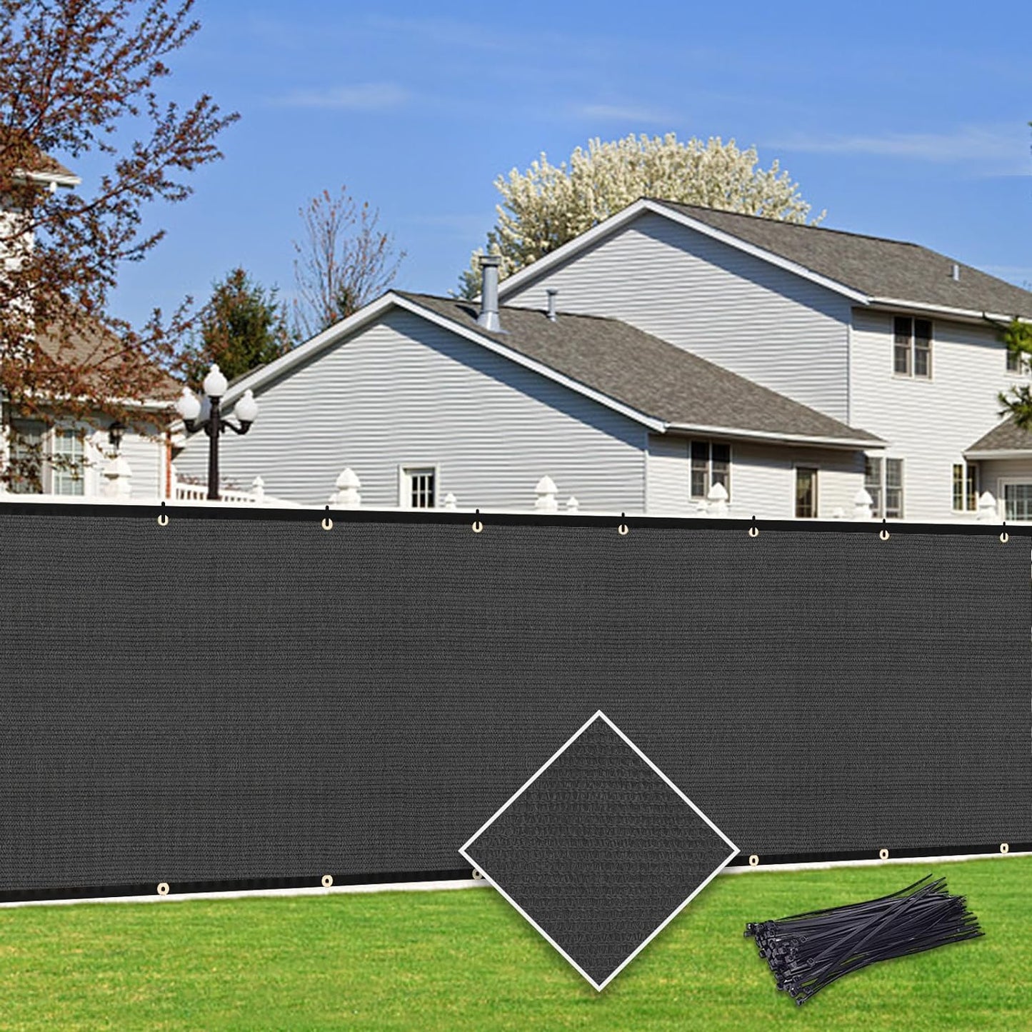 Custom Size Privacy Fence Screen 90% Blockage Fence Cover Windscreen Heavy Duty 170 GSM for Patio,Yard Backyard, Balcony, Pool Deck and Outdoor Spaces Dark Gray (We Make Custom Size)