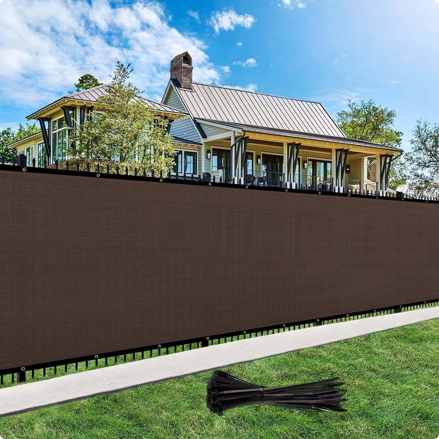 Custom Size Privacy Fence Screen 90% Blockage Fence Cover Windscreen Heavy Duty 170 GSM for Patio,Yard Backyard, Balcony, Pool Deck and Outdoor Spaces Brown (We Make Custom Size)