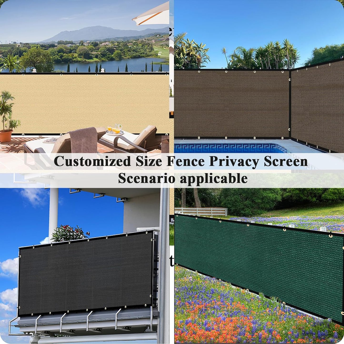 Custom Size Privacy Fence Screen 90% Blockage Fence Cover Windscreen Heavy Duty 170 GSM for Patio,Yard Backyard, Balcony, Pool Deck and Outdoor Spaces Black (We Make Custom Size)