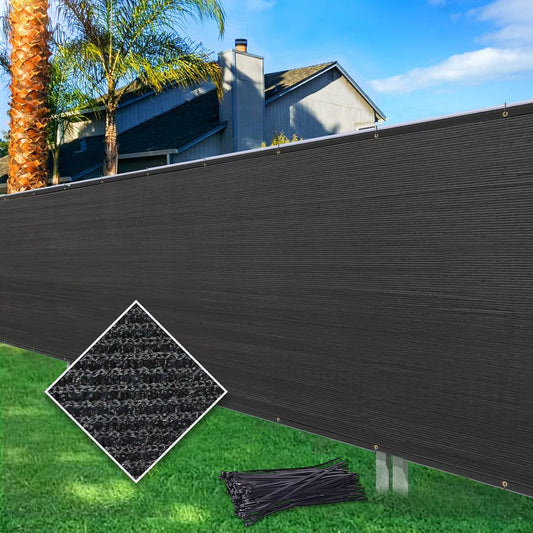 Privacy Screen Fence Black Heavy Duty 220 GSM Windscreen & Dustproof Fence 98% Visibility blockingIdeal for Fencing Patios, Lawns, and Creating Intimate Outdoor Spaces