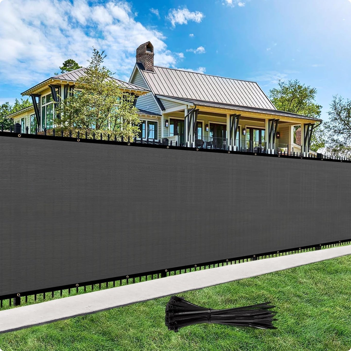 Custom Size Privacy Fence Screen 90% Blockage Fence Cover Windscreen Heavy Duty 170 GSM for Patio,Yard Backyard, Balcony, Pool Deck and Outdoor Spaces Dark Gray (We Make Custom Size)