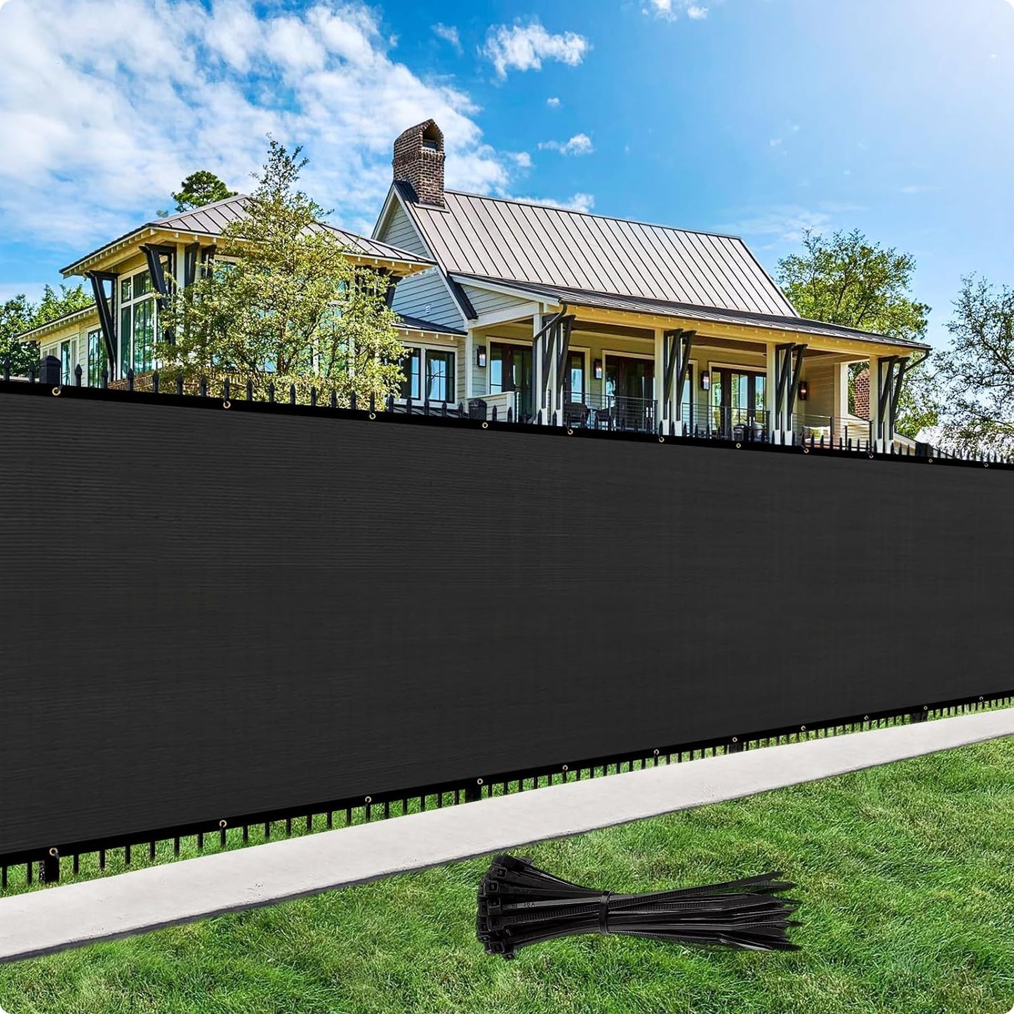 Custom Size Privacy Fence Screen 90% Blockage Fence Cover Windscreen Heavy Duty 170 GSM for Patio,Yard Backyard, Balcony, Pool Deck and Outdoor Spaces Black (We Make Custom Size)