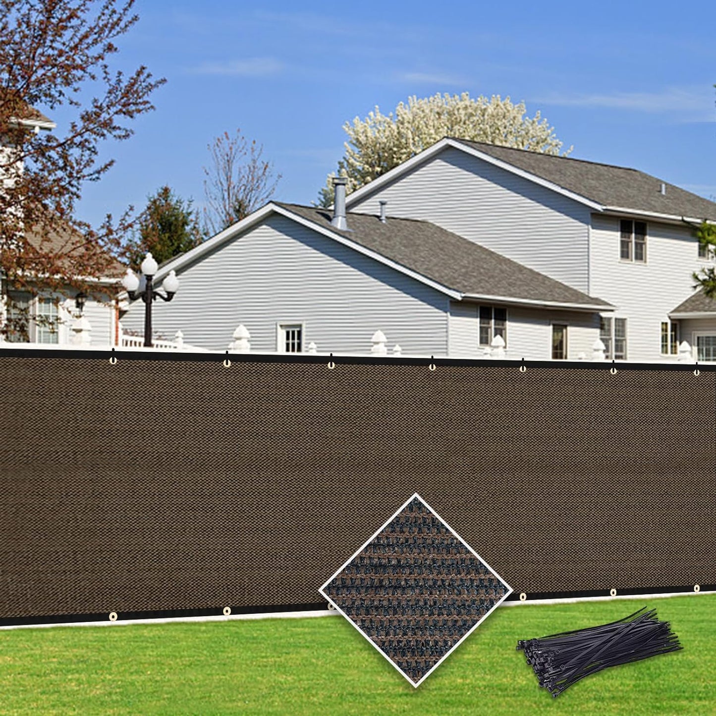 Custom Size Privacy Fence Screen 90% Blockage Fence Cover Windscreen Heavy Duty 170 GSM for Patio,Yard Backyard, Balcony, Pool Deck and Outdoor Spaces Brown (We Make Custom Size)