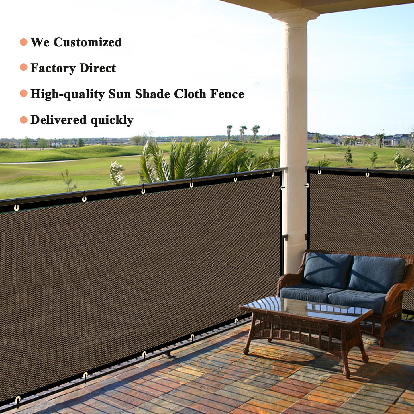 Custom Size Privacy Fence Screen 90% Blockage Fence Cover Windscreen Heavy Duty 170 GSM for Patio,Yard Backyard, Balcony, Pool Deck and Outdoor Spaces Brown (We Make Custom Size)