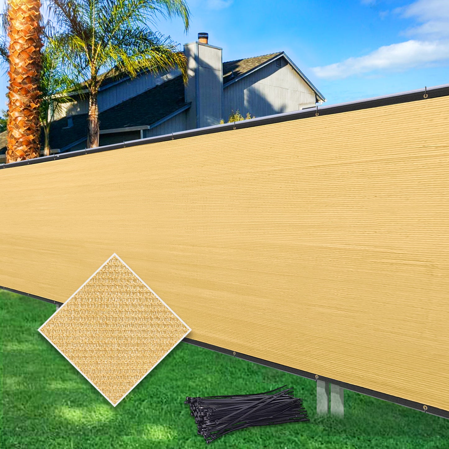 Privacy Screen Fence 6'X113' Custom Size Heavy Duty Protective Covering Mesh Fencing for Outdoor Patio Lawn Garden Pool and Backyard Sand (We Make Customized)