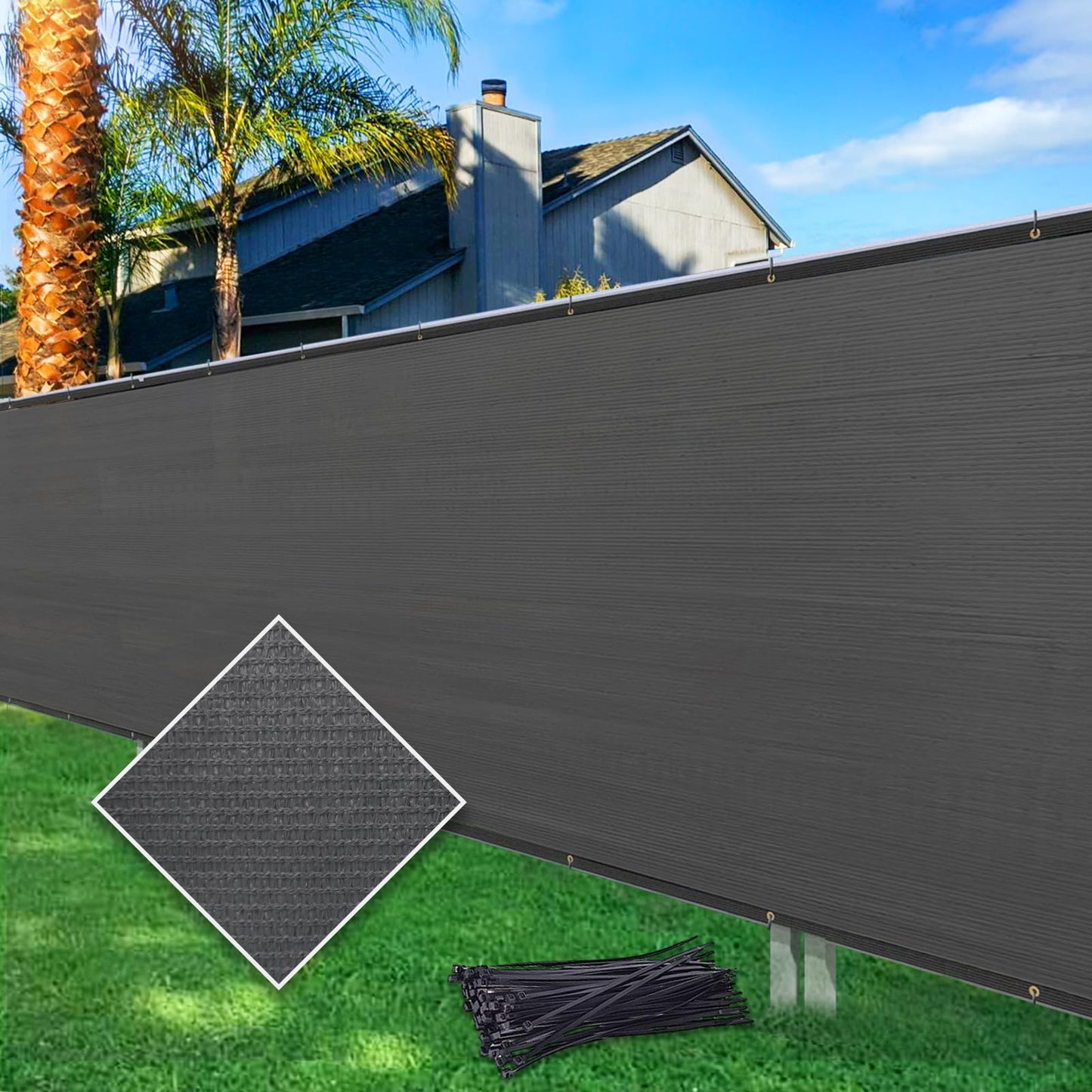 Privacy Screen Fence 96% Blockage Heavy Duty Protective Covering Mesh Fencing for Outdoor Patio Lawn Garden Balcony Dark Grey