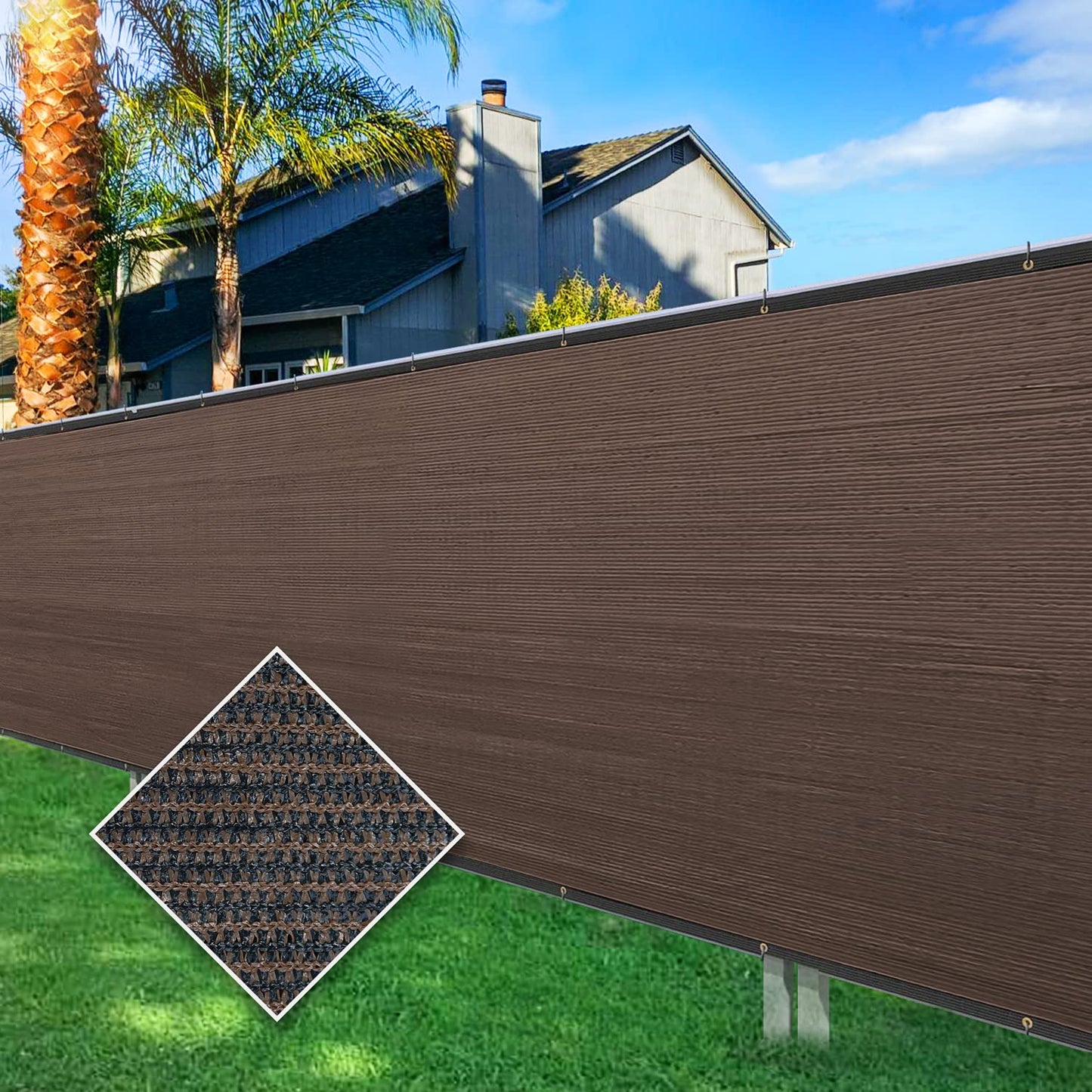 Privacy Screen Fence 96% Blockage Heavy Duty Protective Covering Mesh Fencing for Outdoor Patio Lawn Garden Balcony Dark Brown