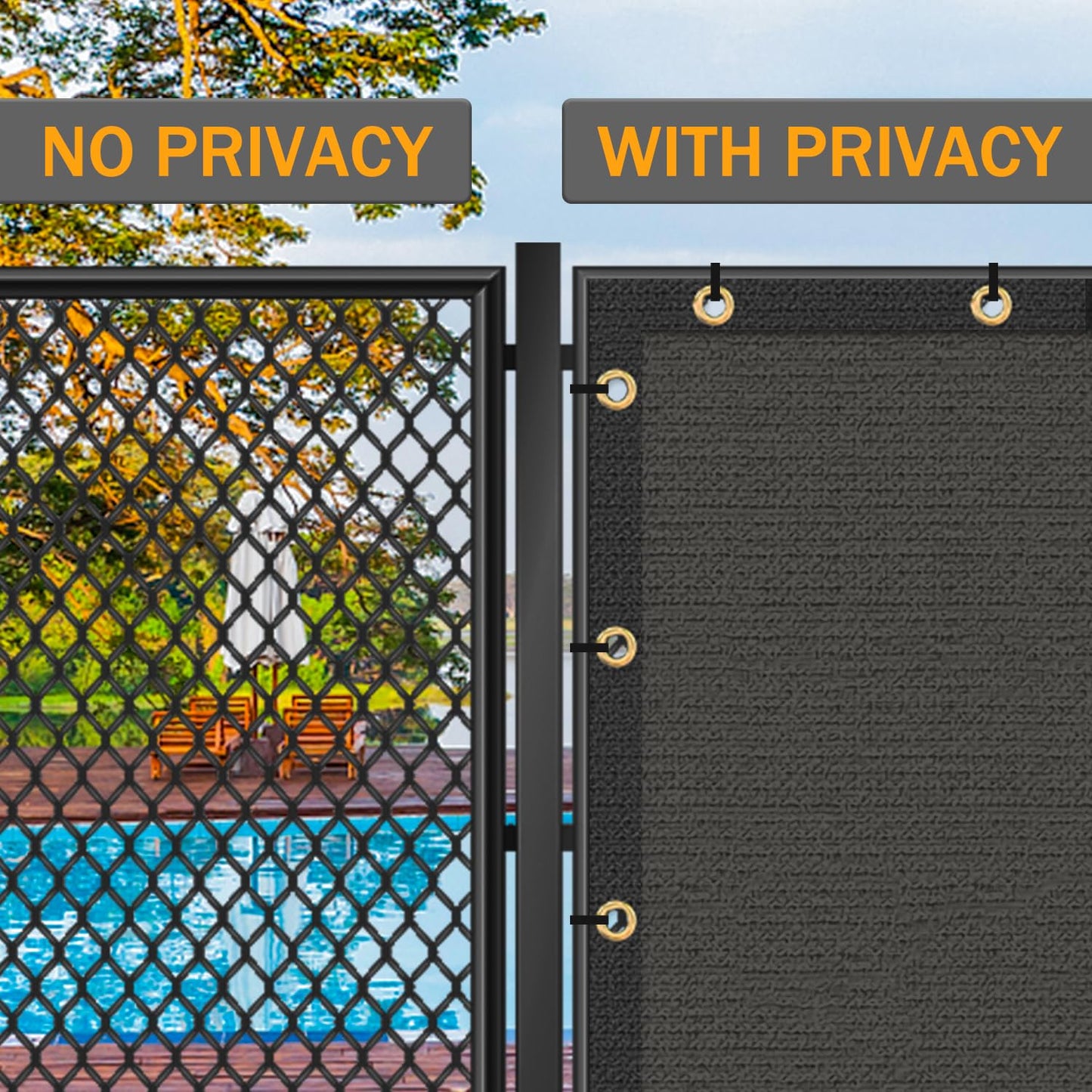 Privacy Screen Fence 96% Blockage Heavy Duty Protective Covering Mesh Fencing for Outdoor Patio Lawn Garden Balcony Dark Grey