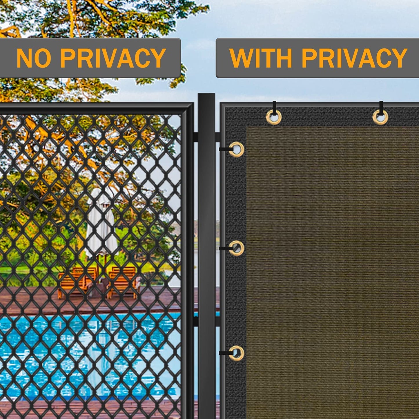 Privacy Screen Fence 96% Blockage Heavy Duty Protective Covering Mesh Fencing for Outdoor Patio Lawn Garden Balcony Dark Brown